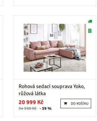 Rohová sedací souprava Yoko, růžová látka
