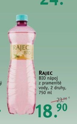 Rajec BIO nápoj z pramenité vody, 2 druhy, 750 ml