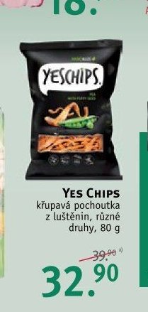 Yes Chips křupavá pochoutka z luštěnin, různé druhy, 80 g