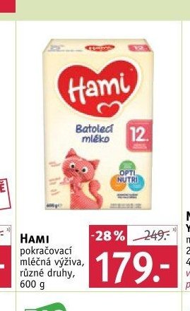 HAMI pokračovací mléčná výživa, různé druhy, 600 g