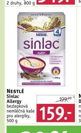 NESTLÉ Sinlac Allergy bezlepková nemléčná kaše pro alergiky, 500 g