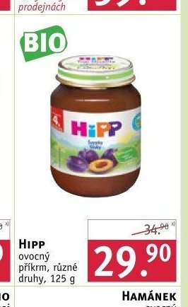 HIPP ovocný příkrm, různé druhy, 125 g
