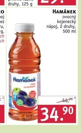 HAMÁNEK ovocný kojenecký nápoj, 2 druhy, 500 ml