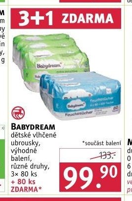 Babydream dětské vlhčené ubrousky