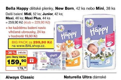 Bella Happy dětské plenky, New Born, 42 ks nebo Mini, 38 ks