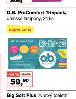 O.B. ProComfort Triopack, dámské tampóny, 24 ks