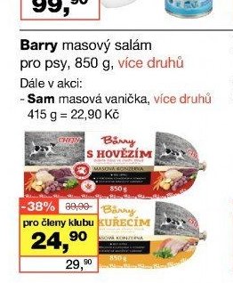 Barry masový salám pro psy, 850 g