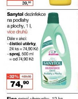 Sanytol dezinfekce na podlahy a plochy