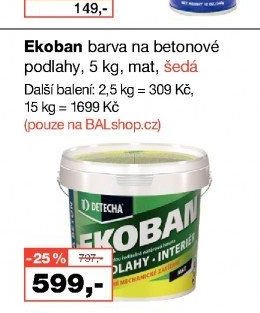Ekoban barva na betonové podlahy, 5 kg, mat, šedá
