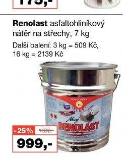 Renolast asfaltohliníkový nátěr na střechy, 7 kg