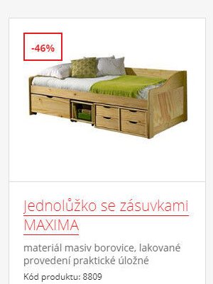 Jednolůžko se zásuvkami MAXIMA