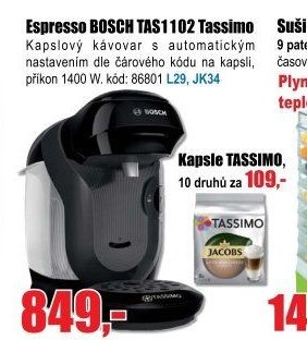 Espresso BOSCH TAS1102 Tassimo