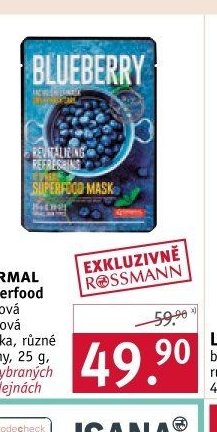 DERMAL Superfood látková pleťová maska, různé druhy, 25 g