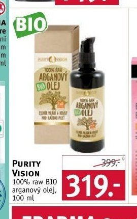 PURITY VISION 100% raw BIO arganový olej, 100 ml