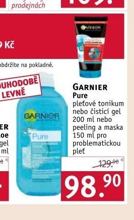 GARNIER Pure pleťové tonikum nebo čisticí gel 200 ml nebo peeling a maska 150 ml pro problematickou pleť