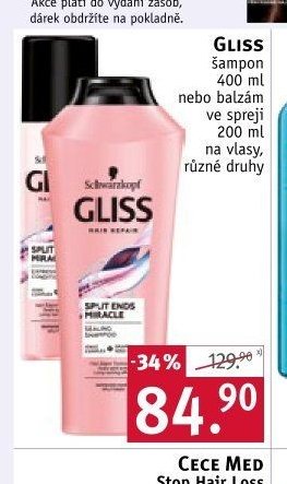 GLISS šampon 400 ml nebo balzám na vlasy, různé druhy
