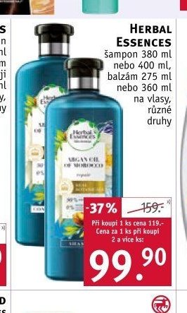 HERBAL ESSENCES šampon 380 ml nebo 400 ml, balzám 275 ml nebo 360 ml na vlasy, různé druhy