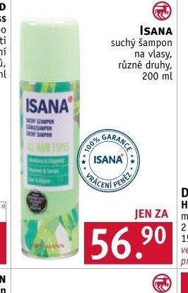 ISANA suchý šampon na vlasy, různé druhy, 200 ml