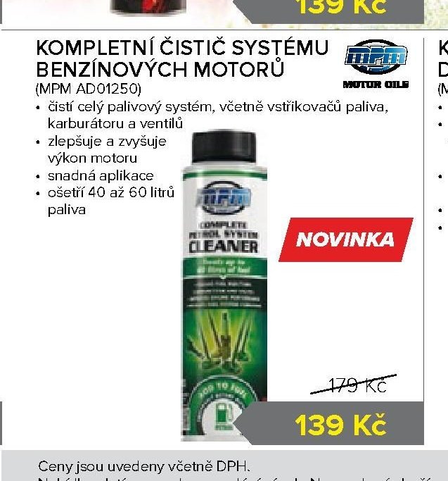 KOMPLETNÍ ČISTIČ SYSTÉMU BENZÍNOVÝCH MOTORŮ