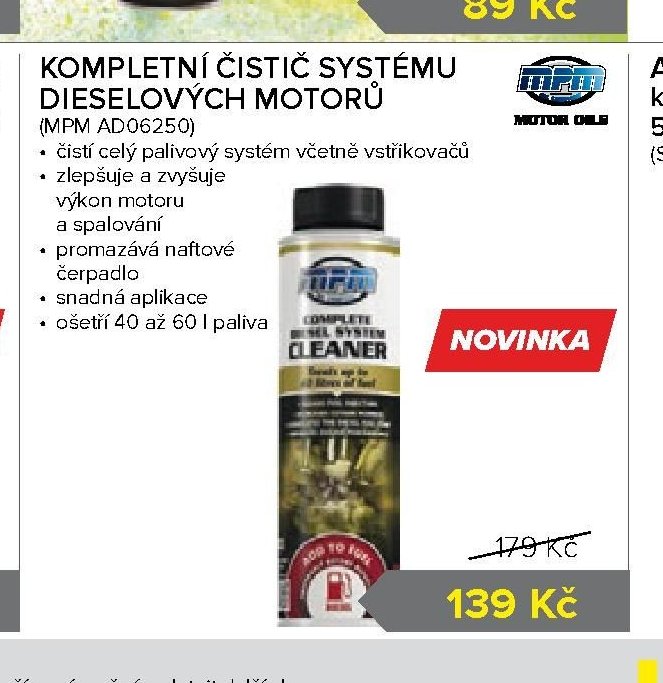 KOMPLETNÍ ČISTIČ SYSTÉMU DIESELOVÝCH MOTORŮ