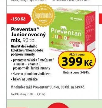 Preventan Junior ovocný mix, 90 tbl.