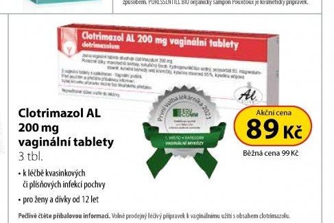 Clotrimazol AL 200 mg vaginální tablety, 3 tbl.