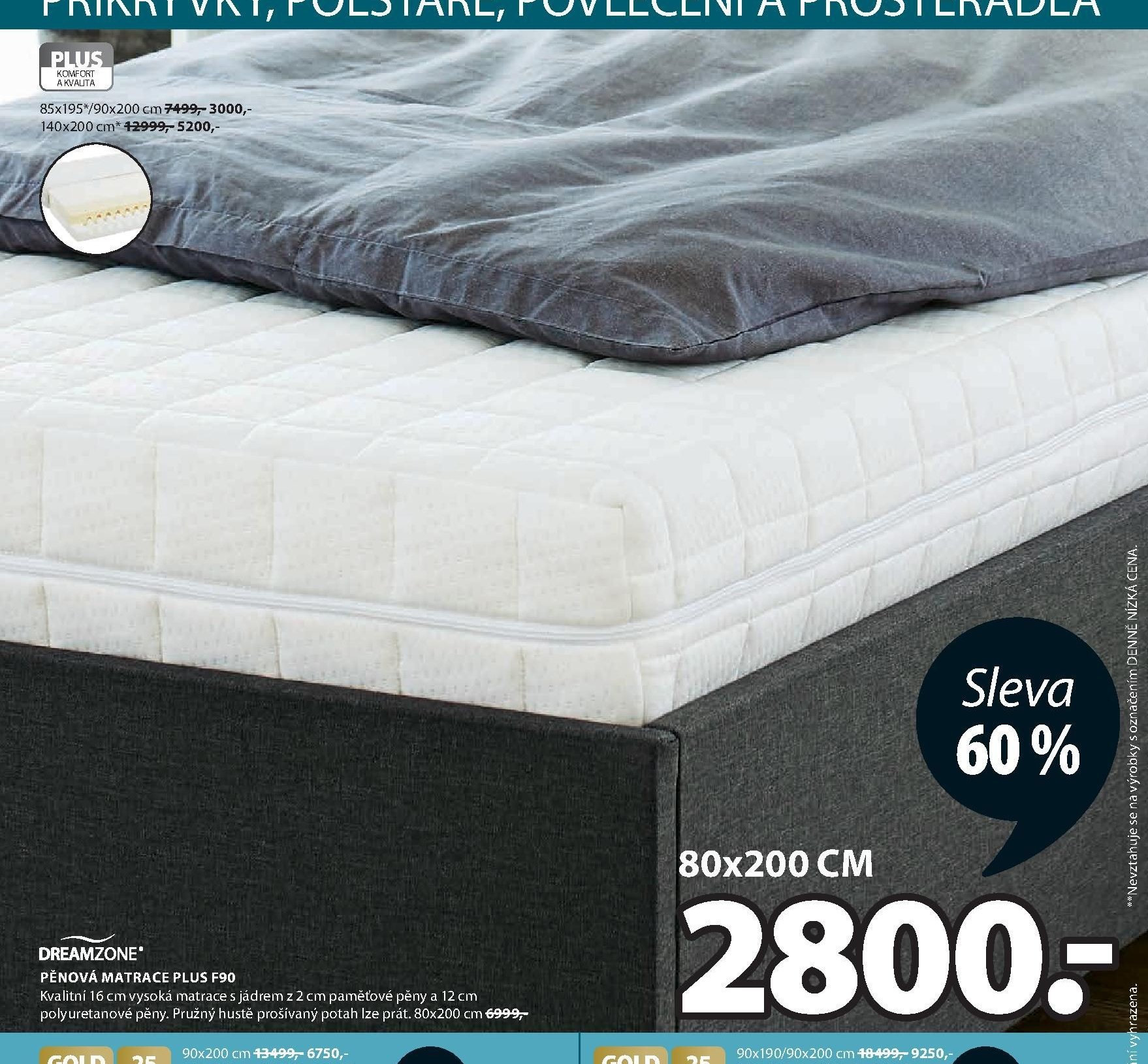 DREAMZONE PĚNOVÁ MATRACE PLUS F90