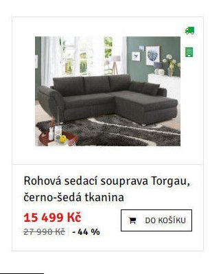 Rohová sedací souprava Torgau, černo-šedá tkanina