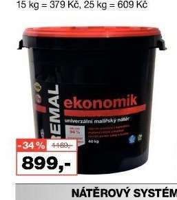 REMAL Ekonomik univerzální bílá malířská barva, 40 kg