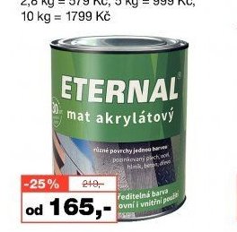 Eternal mat akrylátový vodouředitelná barva na dřevo, kov i beton, 0,7 kg