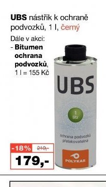 UBS nástřik k ochraně podvozků, 1 l, černý