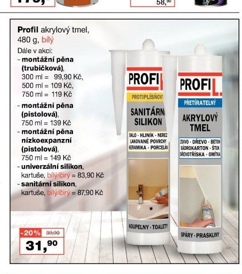 Profil akrylový tmel, 480 g, bílý