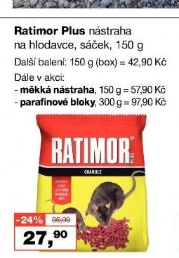 Ratimor Plus nástraha na hlodavce, sáček, 150 g