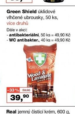 Green Shield úklidové vlhčené ubrousky, 50 ks