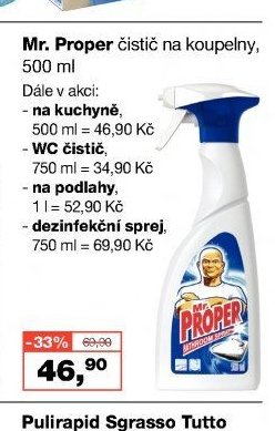 Mr. Proper čistič na koupelny, 500 ml