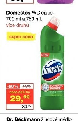 Domestos WC čistič, 700 ml a 750 ml