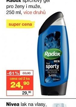 Radox sprchový gel, 250 ml
