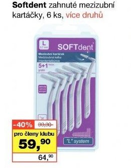 Softdent zahnuté mezizubní kartáčky, 6 ks