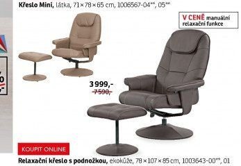 Relaxační křeslo s podnožkou