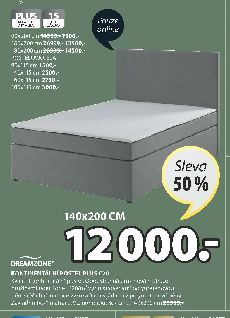 Kontinentální postel PLUS C20
