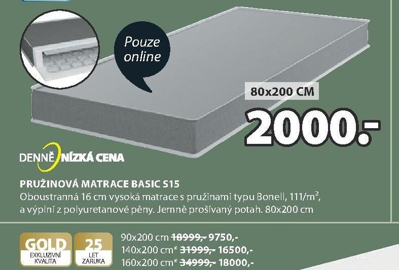 PRUŽINOVÁ MATRACE BASIC S15