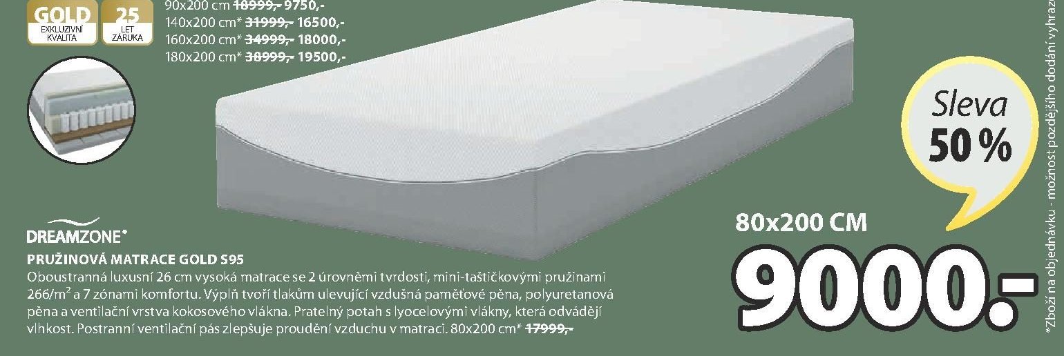 PRUŽINOVÁ MATRACE GOLD S95