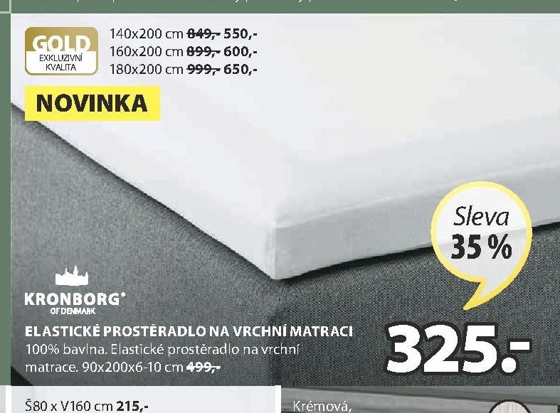 ELASTICKÉ PROSTĚRADLO NA VRCHNÍ MATRACI