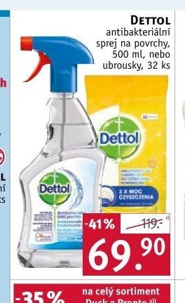 Dettol antibakteriální sprej na povrchy, 500 ml, nebo ubrousky, 32 ks