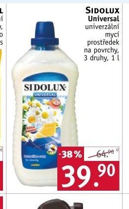 Sidolux Universal univerzální mycí prostředek na povrchy, 3 druhy, 1 l