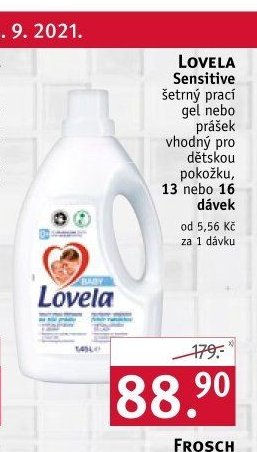 LOVELA Sensitive šetrný prací gel nebo prášek vhodný pro dětskou pokožku, 13 nebo 16 dávek