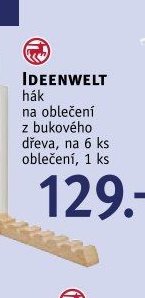 IDEENWELT hák na oblečení z bukového dřeva, na 6 ks oblečení, 1 ks