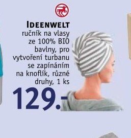 IDEENWELT ručník na vlasy ze 100% BIO bavlny, pro vytvoření turbanu se zapínáním na knoflík, různé druhy, 1 ks