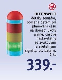 IDEENWELT dětský semafor, pomáhá dětem při plánování času na domácí úkoly a jiné, časově nastavitelný se zvukovými a světelnými signály, vč. baterií, 1 ks