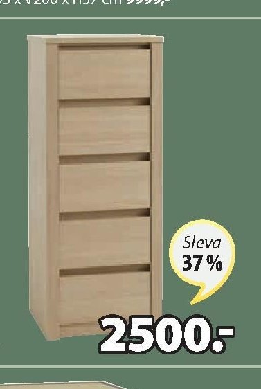 Komoda VEDDE 5 zásuvek, dub